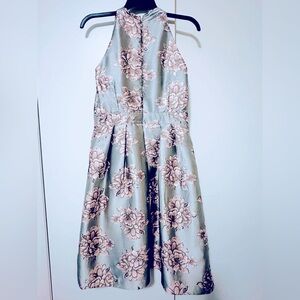 Floral metallic and blush wedding party dress